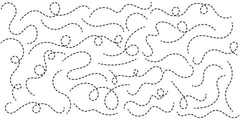 Hand drawn curve dotted line . dashed hand drawn squiggle loopy line set . vector icon .
