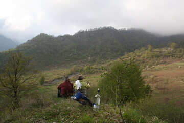 hiking in the mountains