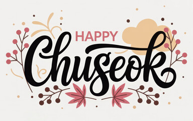 Happy chuseok greeting card design isolated on white background