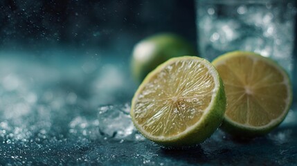 Sliced lemon and lime beside sparkling water