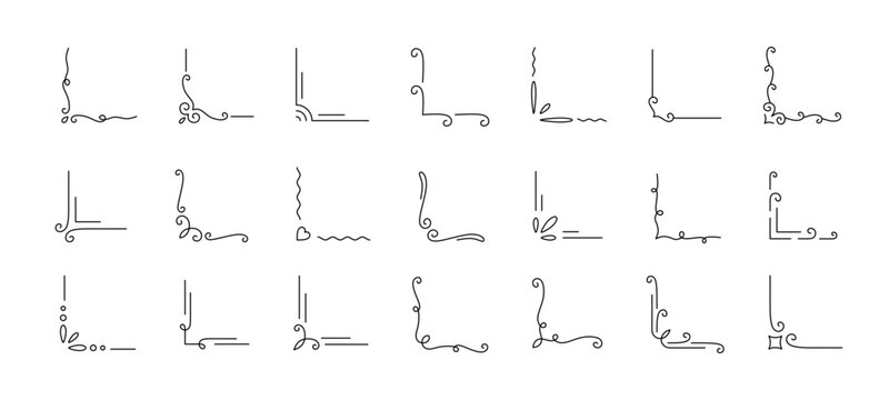 Collection of decorative corner designs with Editable Stroke