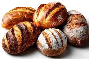 Pile of artisanal loaves, various textures and colors