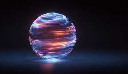 Glowing, vibrant orb with swirling neon lines