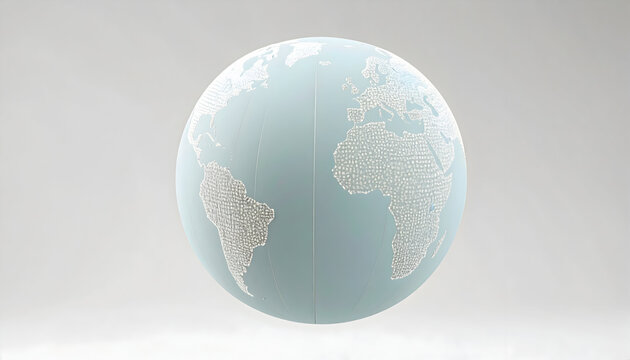Pale Blue Globe with White Dotted Map Detailed 3D Render - Powered by Adobe