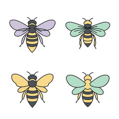 Colorful bee illustrations