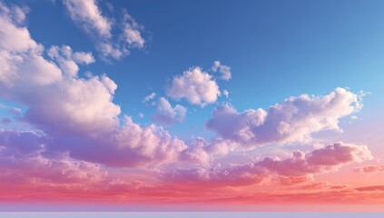 Obraz premium Pastel sunset sky with fluffy clouds