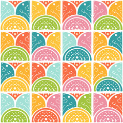 "Cute Abstract Rainbow Patterns &ndash; Vector Seamless Backgrounds for Children"