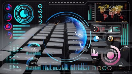 High-tech global network connection interface showing worldwide digital communication, data exchange, and internet connectivity. Global connection, data interaction, and worldwide communication. Thunk