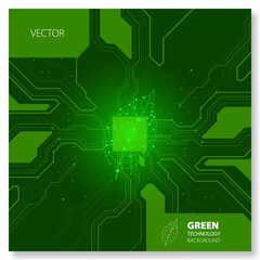 Abstract green technology background with circuit board. 