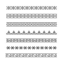 Fototapeta premium Collection of decorative black line patterns