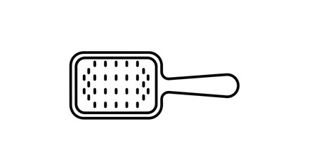 Simple Black Line Art of a Detangling Hairbrush