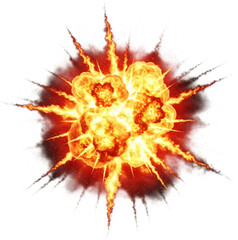 Dynamic Fiery Explosion with Intense Orange and Red Flames, Billowing Smoke, and Sparks