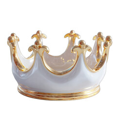 Decorative crown-shaped trinket dish, off-white with gold accents