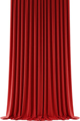 Vibrant Red Velvet Stage Curtain with Elegant Vertical Drapes and Rich Fabric Texture