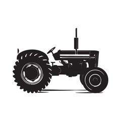 Obraz premium Vintage tractor silhouette vector illustration, classic farm vehicle design for agriculture, farming logo, retro machinery artwork