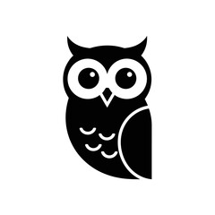 Simple Black and White Owl Silhouette Design