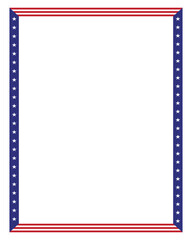 Portrait American flag theme style rectangular square frame or border vertical template USA red blue for independence day document, invitation decorative 4th July patriotic celebrations