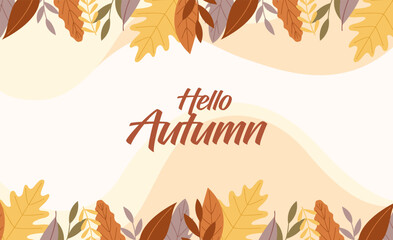 Bright autumn background with colorful fall leaves, maple, and oak branches. Perfect seasonal vector design and illustration for banners, wallpapers, Thanksgiving, and nature-themed projects.