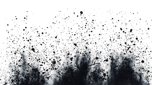 Black noise stippled dots halftone pattern isolated on transparent background