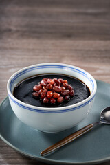 Traditional sweet soup dessert from Guangdong and Guangxi, China, tortoise jelly with red beans