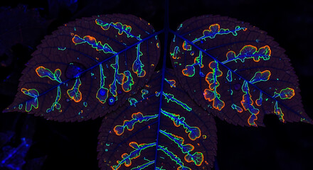 Obraz premium Abstract Bioluminescent Organism - Glowing Blue-Green Neural Network on Dark Canvas.