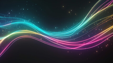 Colorful abstract light waves on dark background