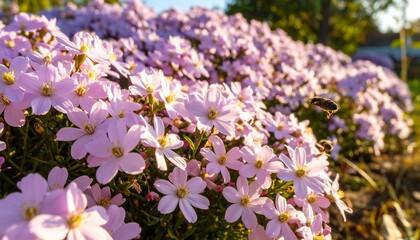 Close-up of many small pink flowers