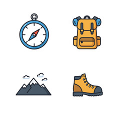 Fototapeta premium Hiking set compass, backpack, mountains, boot