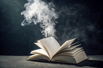 open book on black background