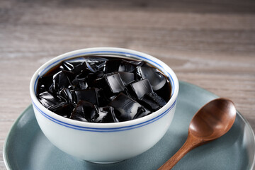 Traditional sweet soup dessert from Guangdong and Guangxi, China, Guilinggao black jelly