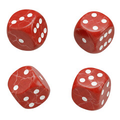 Red dice cubes isolated on transparent background