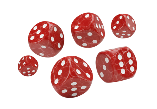 Red dice cubes isolated on transparent background