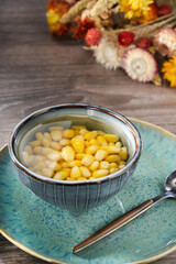 Traditional sweet dessert in Guangdong and Guangxi, China, corn sweet soup