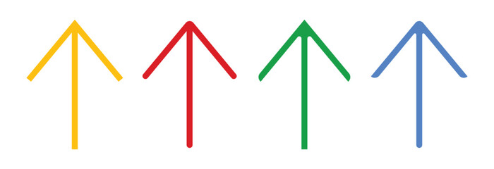 Straight arrow doodle concept set red green yellow blue plant design