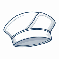 Illustration of a white chef's hat with blue outline on a plain background
