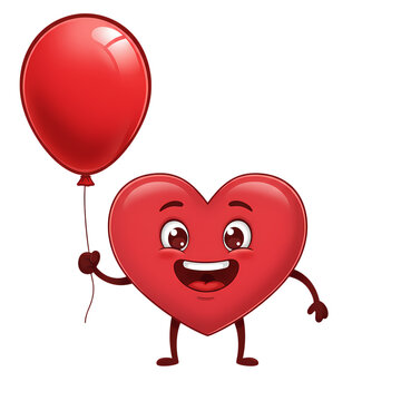 Happy Heart with Red Balloon: Valentine's Day Graphic