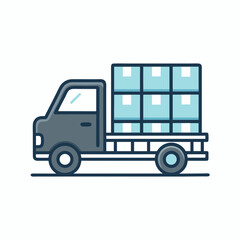 Fototapeta premium Flat design illustration of a delivery truck carrying boxes on a white background