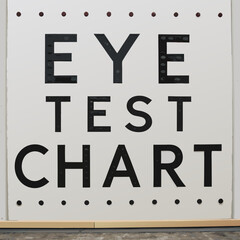 Close-up of an eye test chart on a white background