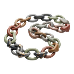 Obraz premium Chunky chain necklace with mixed color links isolated on transparent background