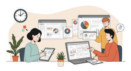 Team Collaborating on Data Analysis and Business Strategy.