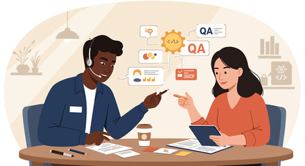 Diverse Business Professionals Collaborating on Project and Customer Support.