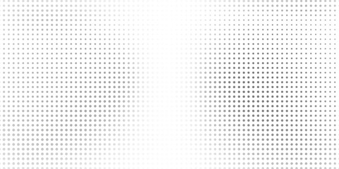 Dotted halftone gradient white texture. Vanishing polka dots background. Pop arts futuristic. Full dots for comics. © M.I.Arfad