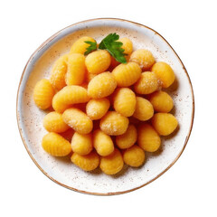 Gnocchi potato pasta, isolated on white and transparent background