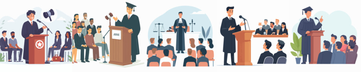 vector of judge giving a speech