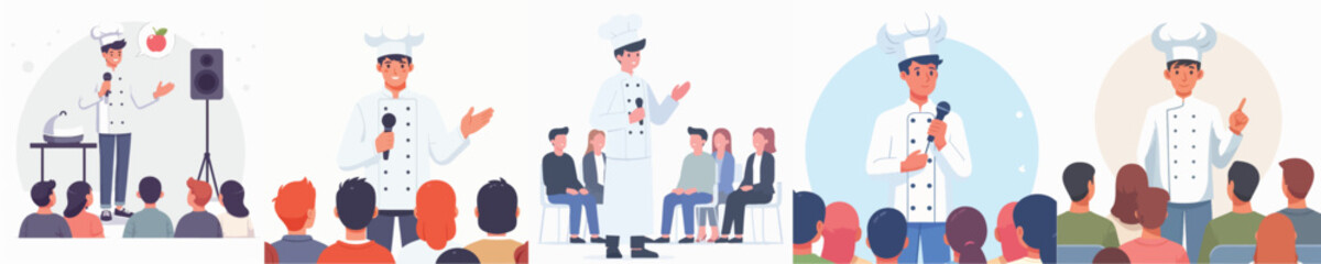 vector chef giving a speech