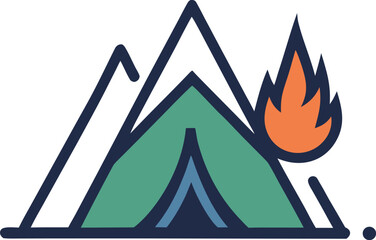 Minimalist Tent and Campfire Icon