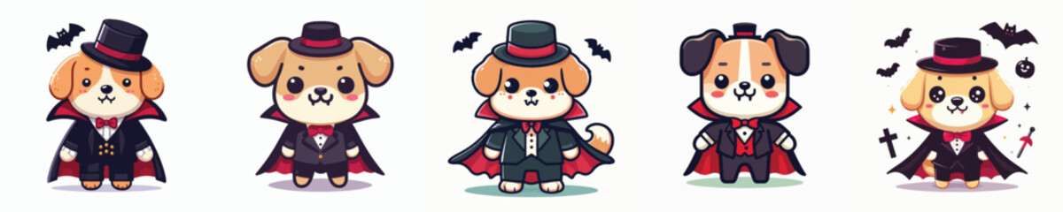 dog vector wearing Dracula costume