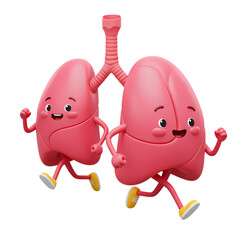 Obraz premium Healthy Lungs: Cartoon Illustration of Respiratory System
