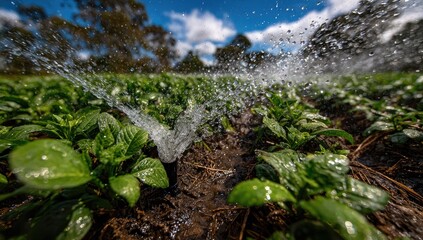 Watering Crop on a Farm