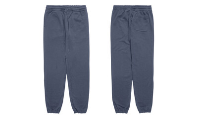 Stylish blue sweatpants front and back view for modern fashion